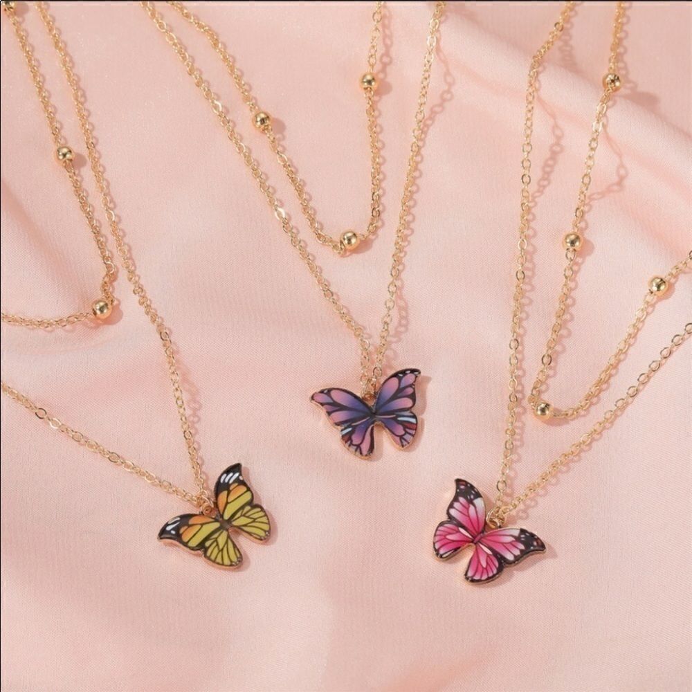 Necklace Butterfly Double layered versatile cute